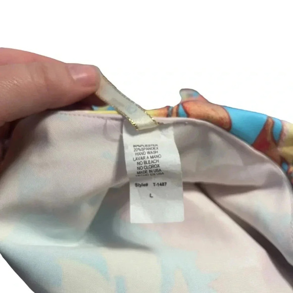 Dreams by J&S Tropical Print One Shoulder Top Size L Vibrant Beach‎ Resort - Picture 5 of 6